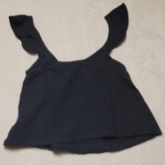 NWT Marine Layer Jude Flutter Sleeve Tank Top Black 100% Cotton Gauzy Flirty- XS - Picture 2 of 5